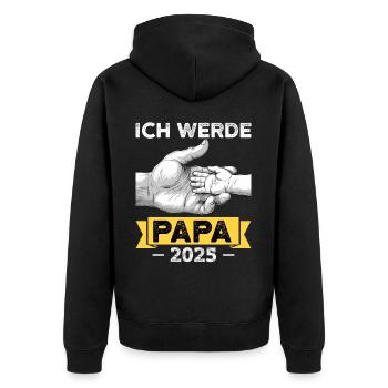 Ich werde Papa 2025 - Unisex Premium Bio Zip Hoodie - Schwarz - Hinten - Nico (187cm)