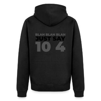 Notruf Leitstelle Einsatzzentrale Blah Blah Blah - Unisex Premium Bio Zip Hoodie - Schwarz - Hinten - Nico (187cm)