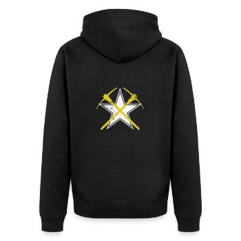 Stern mit Bergbaupicken - Unisex Premium Bio Zip Hoodie - Schwarz - Hinten - Nico (187cm)