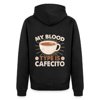 Spanish coffee design "cafecito & Concha Lovers" - Unisex Premium Organic Zip Hoodie - black - Back - Nico (187cm)