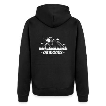 Gebirge mit Mond Outdoors Wandern Hobby - Unisex Premium Bio Zip Hoodie - Schwarz - Hinten - Nico (187cm)