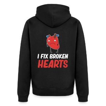 Ich Repariere Gebrochene Herzen. Lustiger - Unisex Premium Bio Zip Hoodie - Schwarz - Hinten - Nico (187cm)