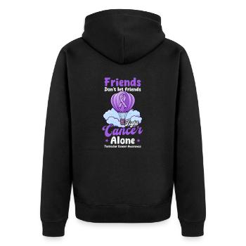 Hodenkrebs-Aufklärungsfreunde kämpfen allein - Unisex Premium Bio Zip Hoodie - Schwarz - Hinten - Nico (187cm)