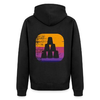 Cup Stacking Retro - Unisex Premium Bio Zip Hoodie - Schwarz - Hinten - Nico (187cm)