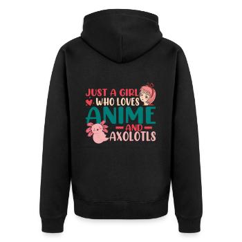 Anime Axolotls Süße Kawaii Teen Girls Kinder - Unisex Premium Bio Zip Hoodie - Schwarz - Hinten - Nico (187cm)
