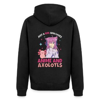 Anime Axolotls Süße Kawaii Teen Girls Kinder - Unisex Premium Bio Zip Hoodie - Schwarz - Hinten - Nico (187cm)