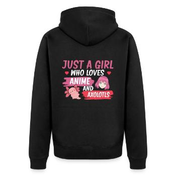 Anime Axolotls Süße Kawaii Teen Girls Kinder - Unisex Premium Bio Zip Hoodie - Schwarz - Hinten - Nico (187cm)