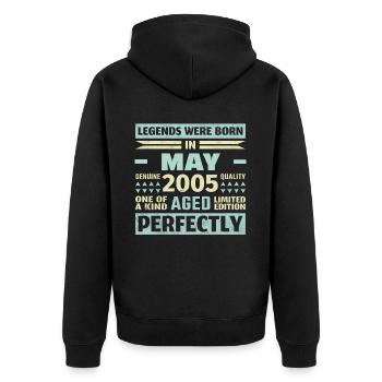 19e anniversaire mai millésime 2005 idée cadeau - Veste à capuche bio Premium Unisexe - noir - Dos - Nico (187cm)