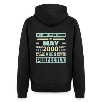 24th Birthday May Vintage 2000 Gift Idea - Unisex Premium Organic Zip Hoodie - black - Back - Nico (187cm)