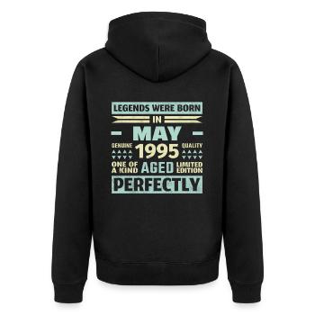 29e anniversaire mai Vintage 1995 idée cadeau - Veste à capuche bio Premium Unisexe - noir - Dos - Nico (187cm)