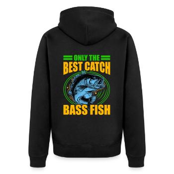 Nur der beste Fang Barschfische - Unisex Premium Bio Zip Hoodie - Schwarz - Hinten - Nico (187cm)
