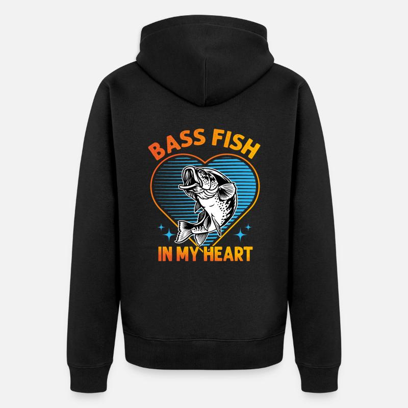 Poisson bar dans mon cœur - Veste à capuche bio Premium Unisexe - noir