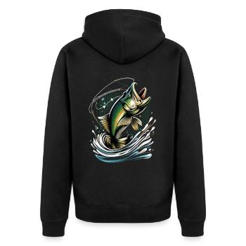 Barsch-Fisch - Unisex Premium Bio Zip Hoodie - Schwarz - Hinten - Nico (187cm)