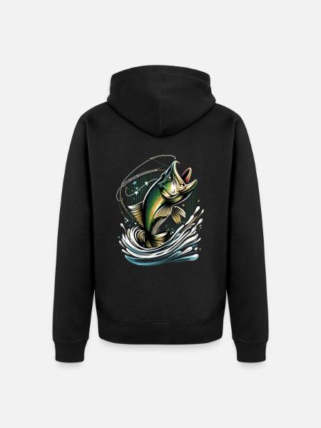 Bass Fish - Unisex Premium Organic Zip Hoodie - black