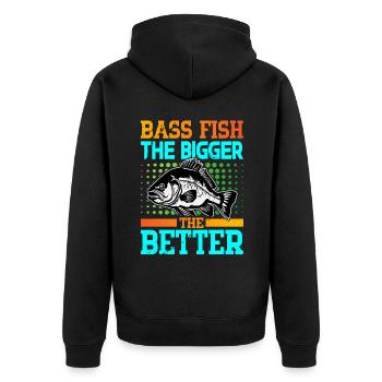 Barschfische je größer desto besser - Unisex Premium Bio Zip Hoodie - Schwarz - Hinten - Nico (187cm)