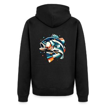 Barsch-Fisch - Unisex Premium Bio Zip Hoodie - Schwarz - Hinten - Nico (187cm)