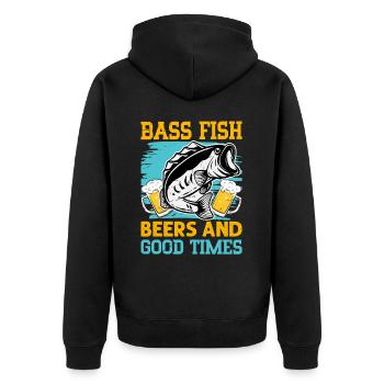 Bass Fish Beers and Good Times - Unisex Premium Organic Zip Hoodie - black - Back - Nico (187cm)