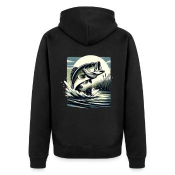 Barsch-Fisch - Unisex Premium Bio Zip Hoodie - Schwarz - Hinten - Nico (187cm)