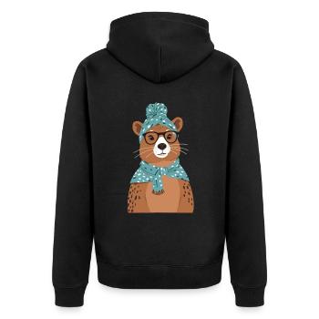 Funny Capymama Capybara Mom - Unisex Premium Organic Zip Hoodie - black - Back - Nico (187cm)
