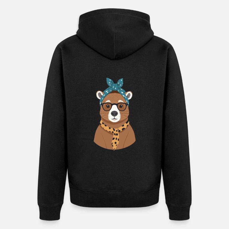 Drôle Capymama Capybara Maman - Veste à capuche bio Premium Unisexe - noir