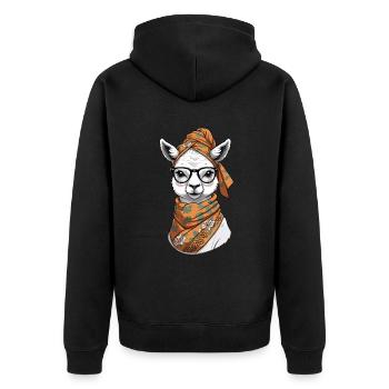 Funny Llama Alpaca Mother Design - Unisex Premium Organic Zip Hoodie - black - Back - Nico (187cm)