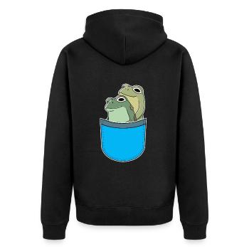 Poches : Grenouilles, Grenouille, Amphibien, Crapauds - Veste à capuche bio Premium Unisexe - noir - Dos - Nico (187cm)