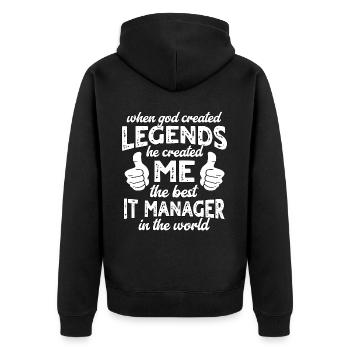 Bester IT Manager Legende - Unisex Premium Bio Zip Hoodie - Schwarz - Hinten - Nico (187cm)
