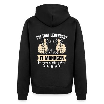 Legendärer IT Manager - Unisex Premium Bio Zip Hoodie - Schwarz - Hinten - Nico (187cm)