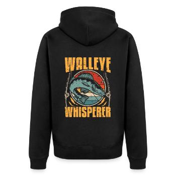 Walleye Fishing Walleye Whisperer Fishing Lover - Unisex Premium Organic Zip Hoodie - black - Back - Nico (187cm)