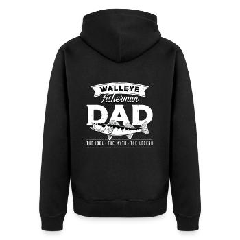 Walleye Fisherman Dad The Idol The Myth Fishermen - Unisex Premium Bio Zip Hoodie - Schwarz - Hinten - Nico (187cm)