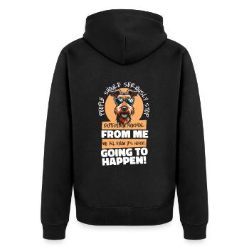 Airedale Terrier - Unisex Premium Bio Zip Hoodie - Schwarz - Hinten - Nico (187cm)