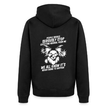 Papillon - Unisex Premium Organic Zip Hoodie - black - Back - Nico (187cm)