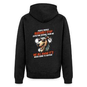 Irischer Wolfshund - Unisex Premium Bio Zip Hoodie - Schwarz - Hinten - Nico (187cm)