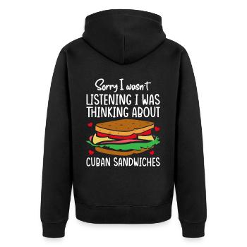 Cuban Sandwich Peanut Butter for Men and Women - Unisex Premium Organic Zip Hoodie - black - Back - Nico (187cm)