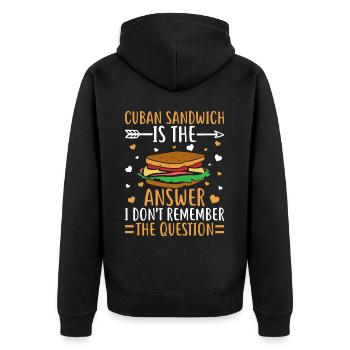 Discover the world of sandwich mastery - Unisex Premium Organic Zip Hoodie - black - Back - Nico (187cm)