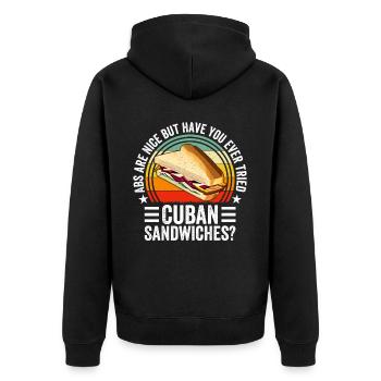 Discover the world of sandwich mastery - Unisex Premium Organic Zip Hoodie - black - Back - Nico (187cm)