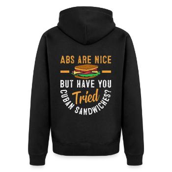 Discover the world of sandwich mastery - Unisex Premium Organic Zip Hoodie - black - Back - Nico (187cm)