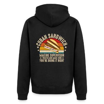 Discover the world of sandwich mastery - Unisex Premium Organic Zip Hoodie - black - Back - Nico (187cm)