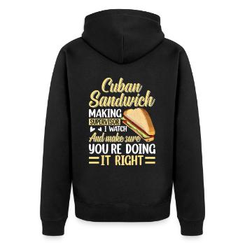 Discover the world of sandwich mastery - Unisex Premium Organic Zip Hoodie - black - Back - Nico (187cm)