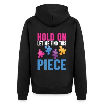 Jigsaw Puzzle Piece Puzzle Lover - Unisex Premium Organic Zip Hoodie - black - Back - Nico (187cm)