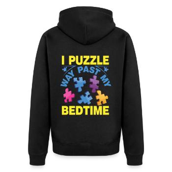 Jigsaw Puzzle Piece Puzzle Lover - Unisex Premium Organic Zip Hoodie - black - Back - Nico (187cm)