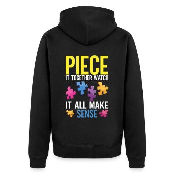 Jigsaw Puzzle Piece Puzzle Lover - Unisex Premium Organic Zip Hoodie - black - Back - Nico (187cm)