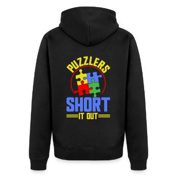 Jigsaw Puzzle Piece Puzzle Lover - Unisex Premium Organic Zip Hoodie - black - Back - Nico (187cm)