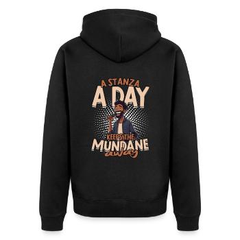 Poetry Slam Dichter Poetryslam - Unisex Premium Bio Zip Hoodie - Schwarz - Hinten - Nico (187cm)