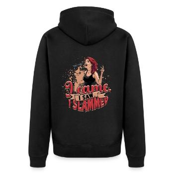 Poésie Slam Je suis venu, j’ai vu, j’ai claqué - Veste à capuche bio Premium Unisexe - noir - Dos - Nico (187cm)