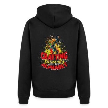 Poetry Slam Crafting beauty with the alphabet - Unisex Premium Bio Zip Hoodie - Schwarz - Hinten - Nico (187cm)