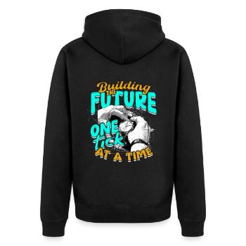 Uhrmacher Uhrmacherei - Unisex Premium Bio Zip Hoodie - Schwarz - Hinten - Nico (187cm)