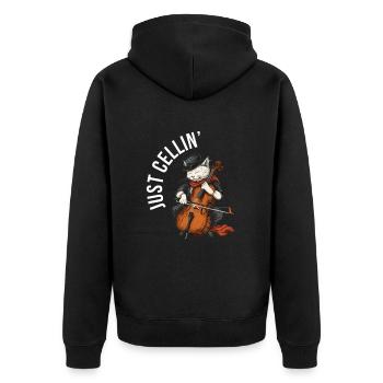 Cello Just Cellin - Unisex Premium Organic Zip Hoodie - black - Back - Nico (187cm)