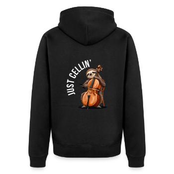Cello Just Cellin - Unisex Premium Organic Zip Hoodie - black - Back - Nico (187cm)