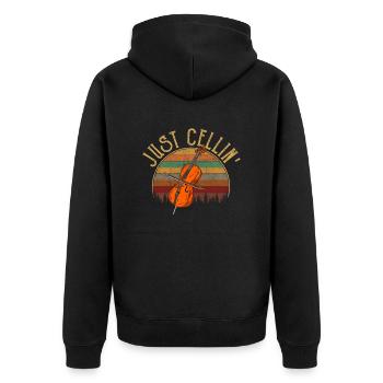Cello Just Cellin - Unisex Premium Organic Zip Hoodie - black - Back - Nico (187cm)